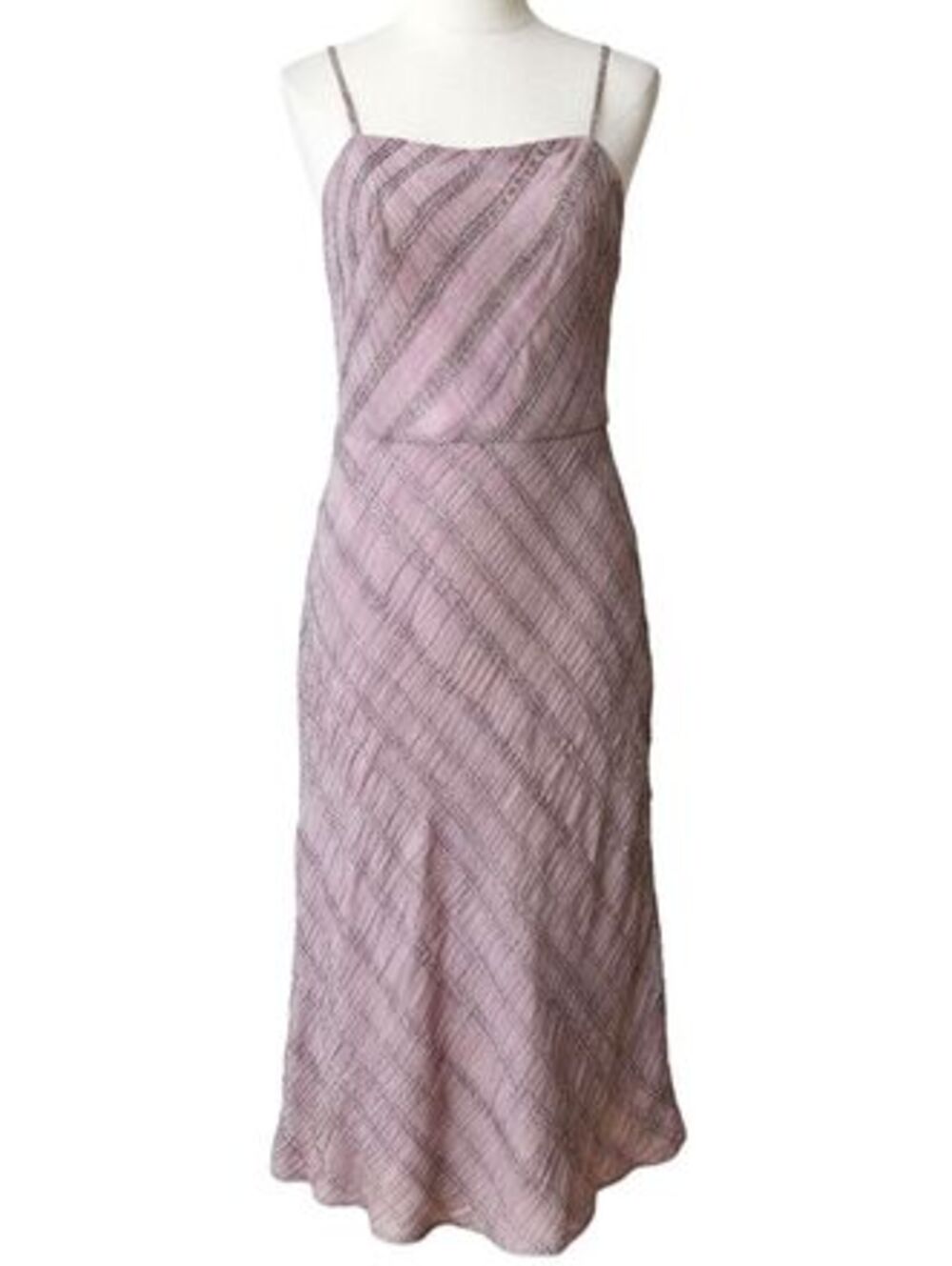 Vintage 90s Y2K Lavender Silk Blend Textured Fairycore Midi Slip Dress Size 6